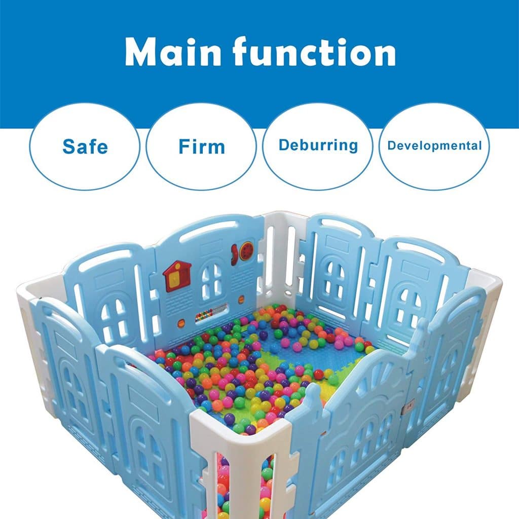 Cercado para crianças Cerca para bebês Cercado para jogos infantis Fácil de  instalar e transportar Cerca de segurança KidSafety Play Center Yard  (Azul,Verde) Happy Life (A 120x180x68 cm)